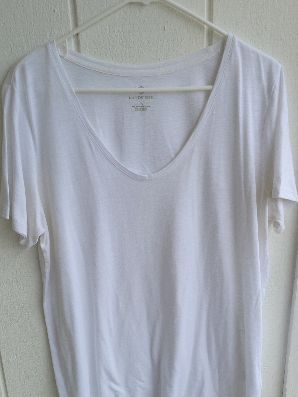 Lands' End Women's White Scoop Neck Short Sleeve Tee